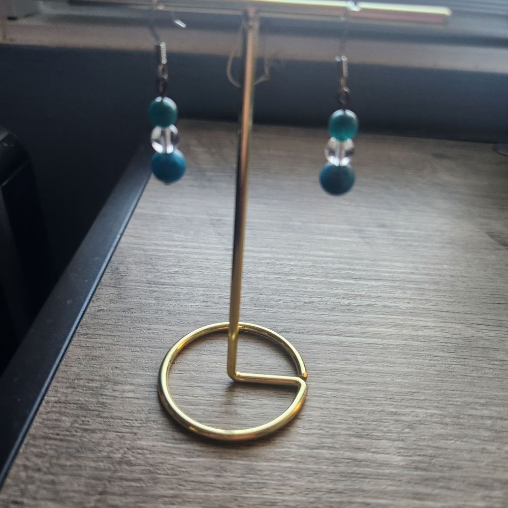 Elegant Gold and Teal Beaded Earrings